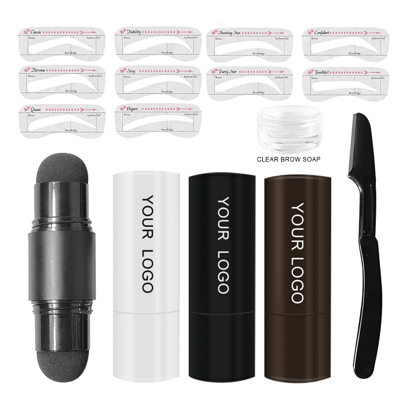 Wholesale Perfect Eyebrow Stamp Shaping Private Label 3d Eyebrow Stencils Waterproof Long Stick Shape Stamp Brow Makeup Kit