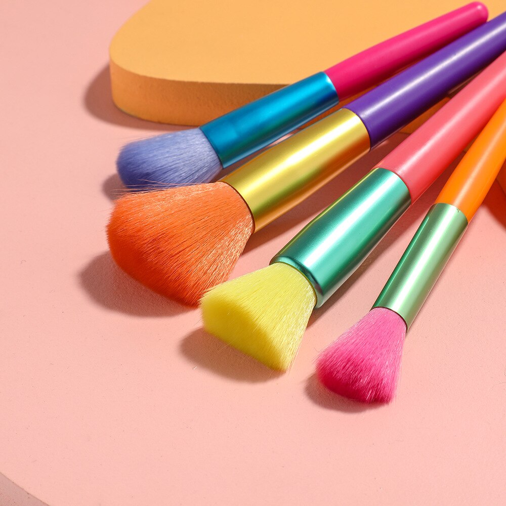 Watercolor Makeup Brush Set 15 multi-color no-logo makeup tools feature difference makeup brush set