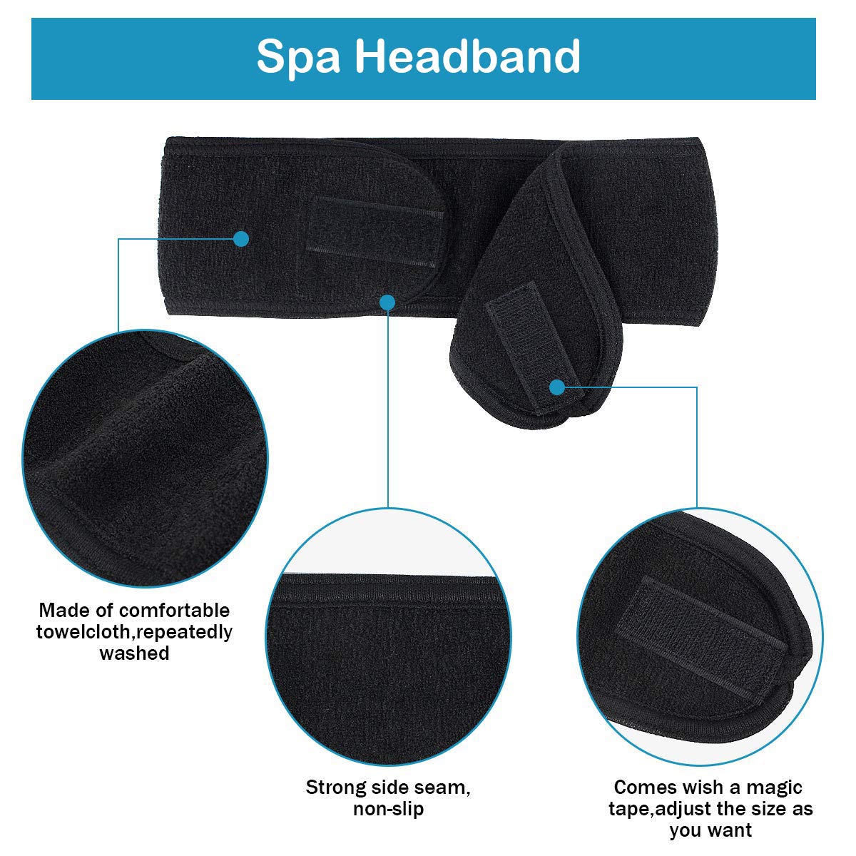 Towel Head Band Spa Face Wash Makeup Sweat Head Wrap Non-slip Stretchable Washable Headband Hair band for Sports Hairbands