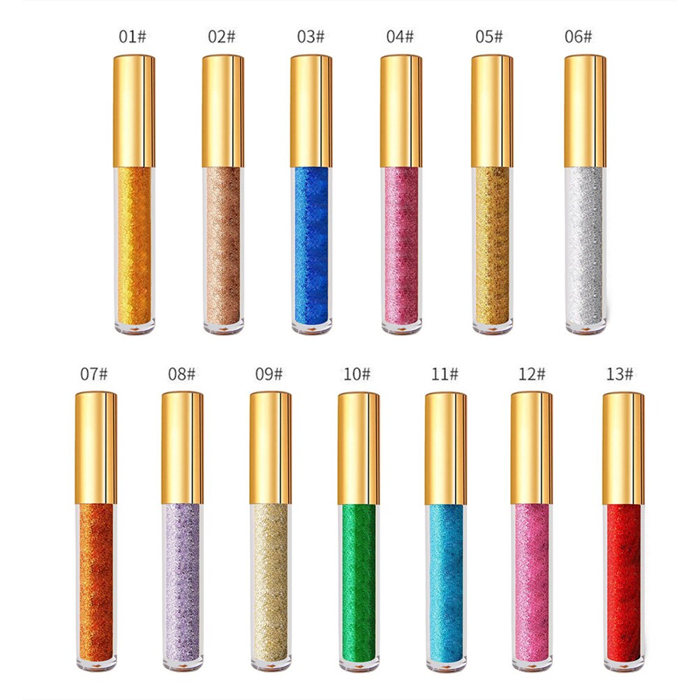 13 Colors Liquid Glitter Eyeliner Private Label Cosmetics Diamond Water-based Eye Liner Pigment Eye Makeup Easy To Wear No Logo