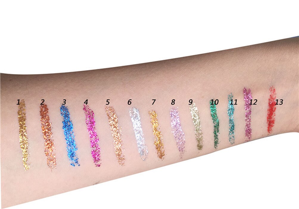 13 Colors Liquid Glitter Eyeliner Private Label Cosmetics Diamond Water-based Eye Liner Pigment Eye Makeup Easy To Wear No Logo