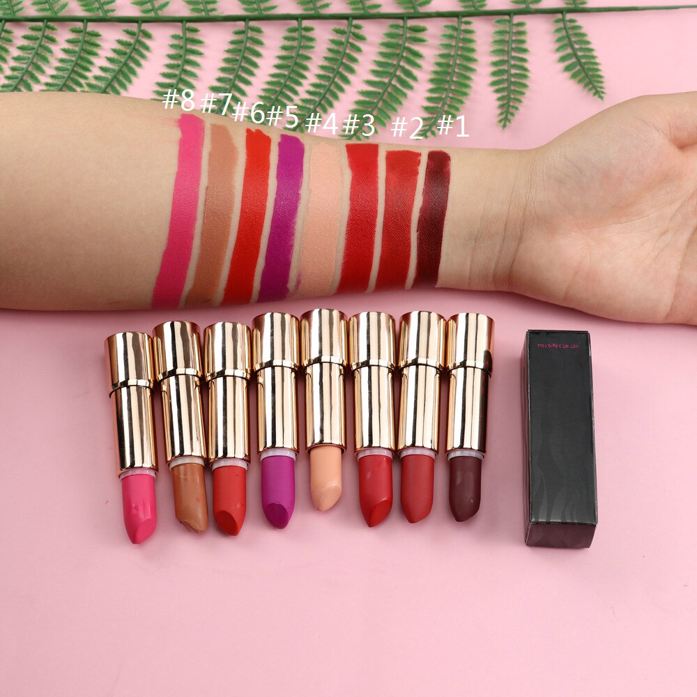 10 Piece Matte Lipstick Private Label Waterproof Gradient Pink Tube Nude Moisturizing Long Lasting Cosmetics Lip Makeup Custom