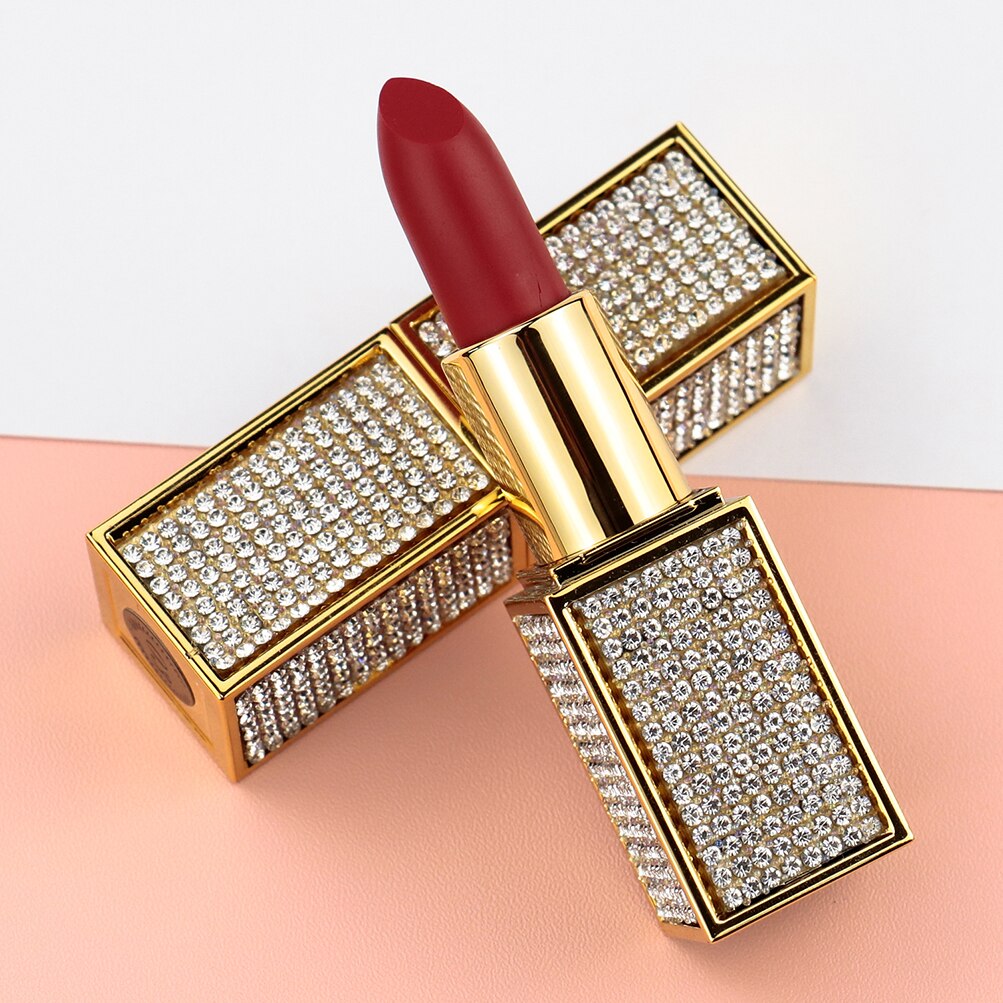 10 Piece Diamond Tube Private Label Matte Lipstick Waterproof Long Lasting Lip Makeup Customization Cosmetics Nude Lipstick