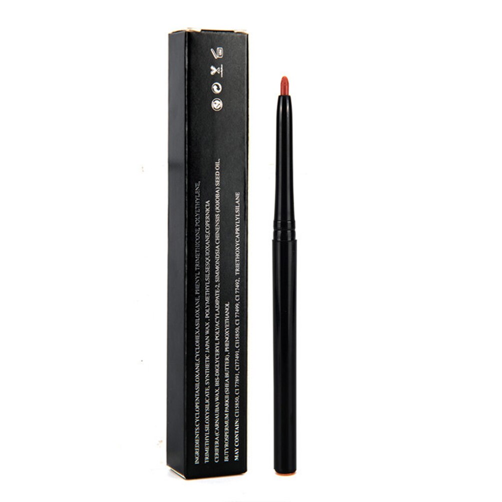 10 Piece Long Lasting Waterproof Lipliner Private Label Bulk Makeup Flexible Black Lip Liner Wholesale No Logo