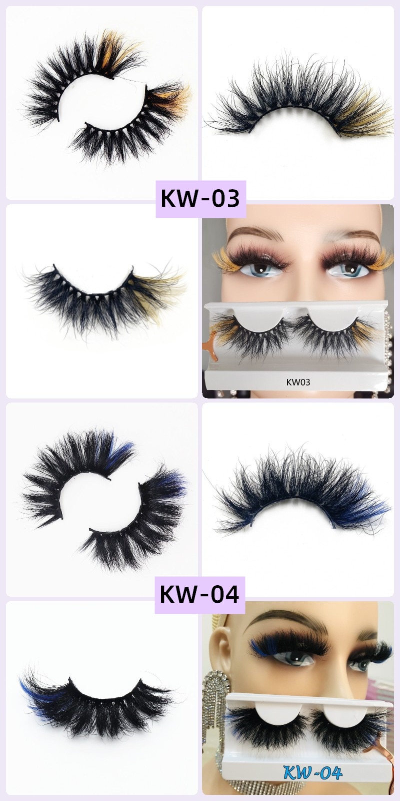 Color Mink Lashes Wholesale 5/10/20/50 3D Colored Eyelashes Luxury Dramatic 100% Cruelty Free In Bulk Colorful false lashes