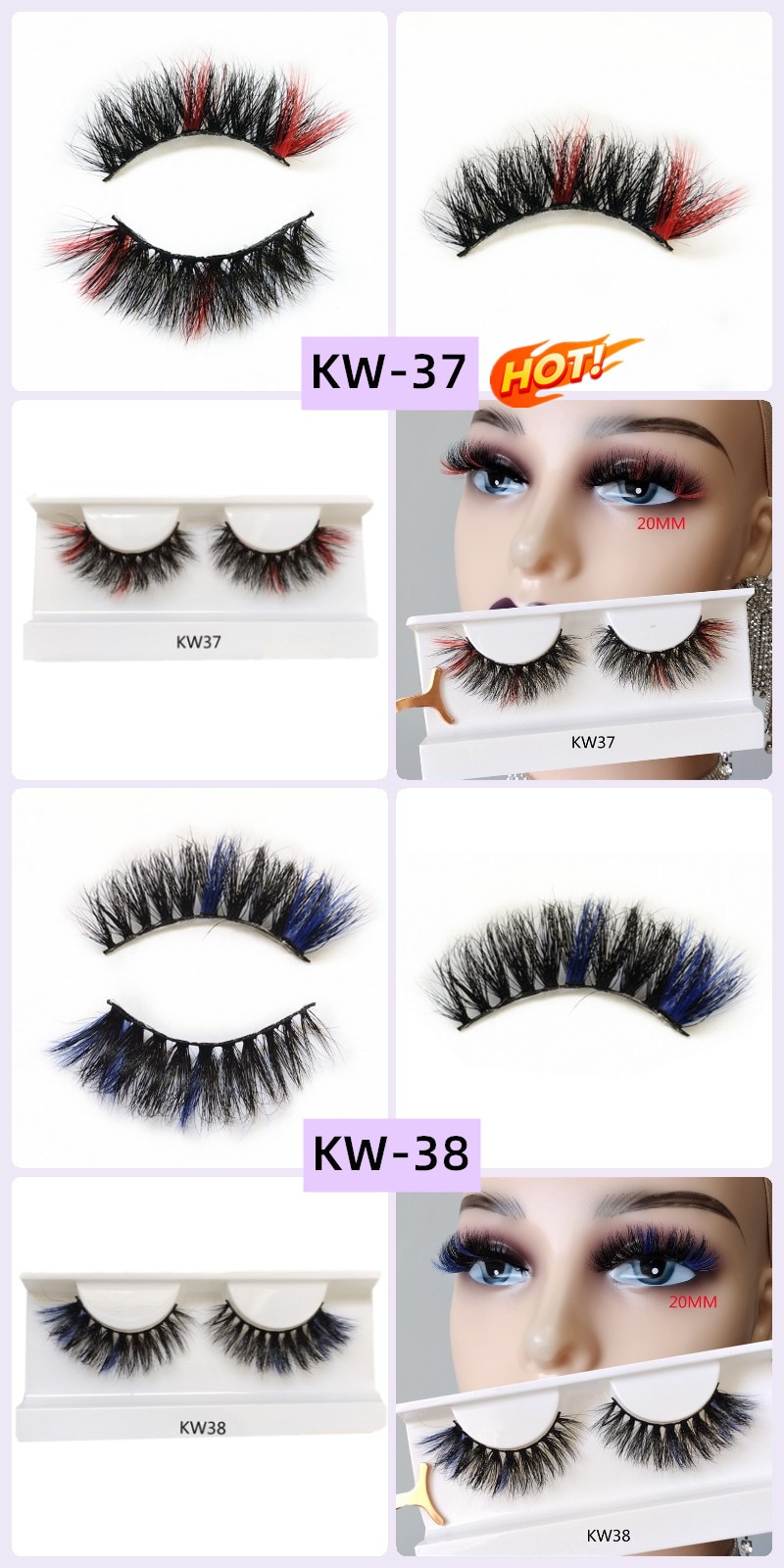 Color Mink Lashes Wholesale 5/10/20/50 3D Colored Eyelashes Luxury Dramatic 100% Cruelty Free In Bulk Colorful false lashes