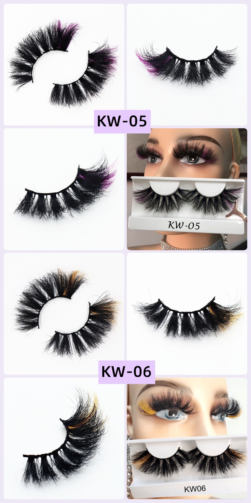 Color Mink Lashes Wholesale 5/10/20/50 3D Colored Eyelashes Luxury Dramatic 100% Cruelty Free In Bulk Colorful false lashes