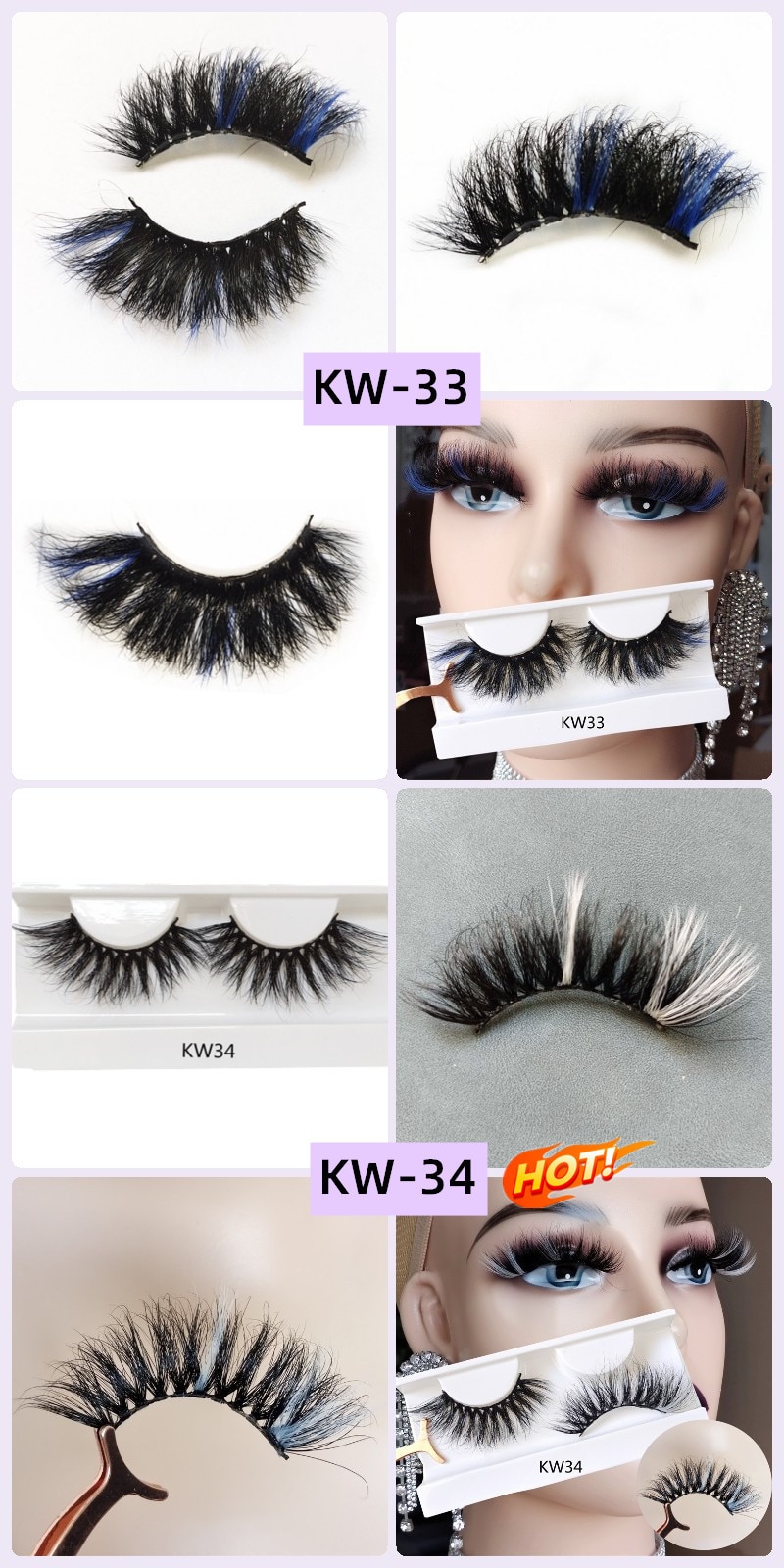 Color Mink Lashes Wholesale 5/10/20/50 3D Colored Eyelashes Luxury Dramatic 100% Cruelty Free In Bulk Colorful false lashes