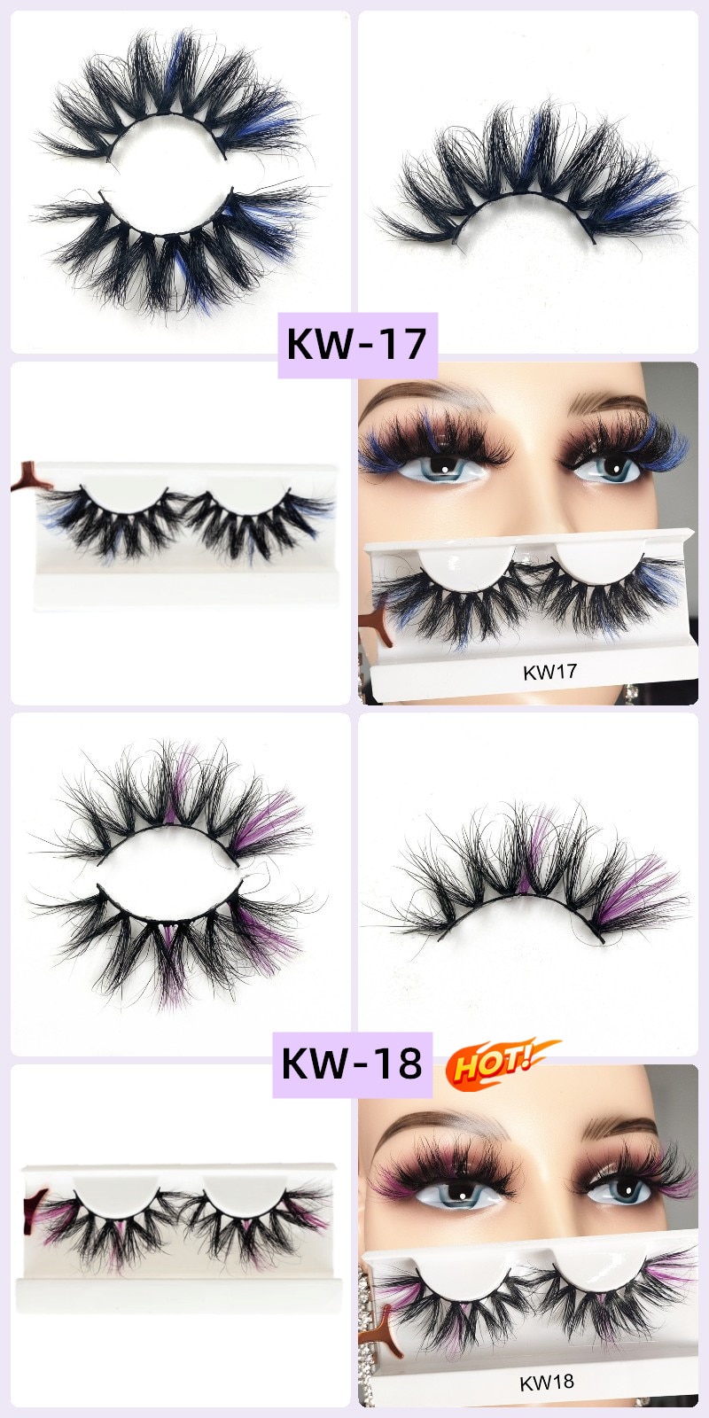 Color Mink Lashes Wholesale 5/10/20/50 3D Colored Eyelashes Luxury Dramatic 100% Cruelty Free In Bulk Colorful false lashes