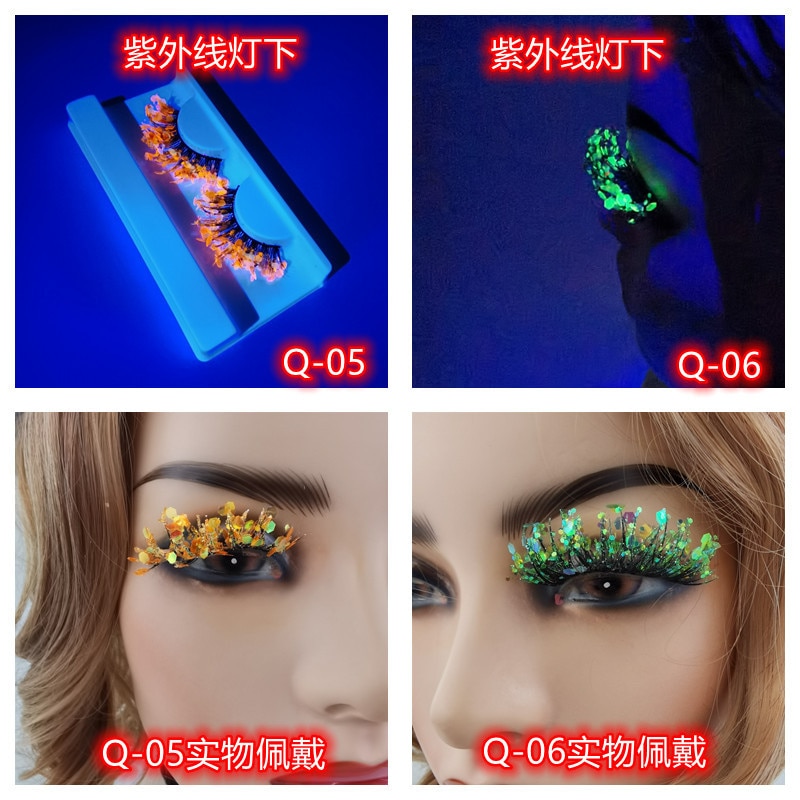 Luminous Mink Eyelashes Fluffy 25mm 3d Dramatic Fluorescent False Eyelashes Makeup Sequins