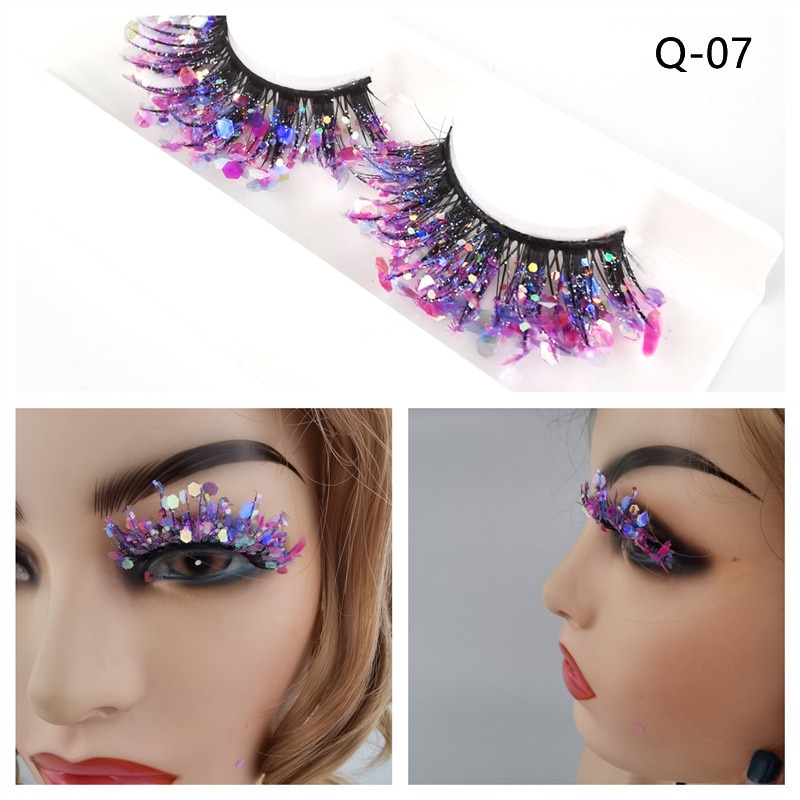 Luminous Mink Eyelashes Fluffy 25mm 3d Dramatic Fluorescent False Eyelashes Makeup Sequins