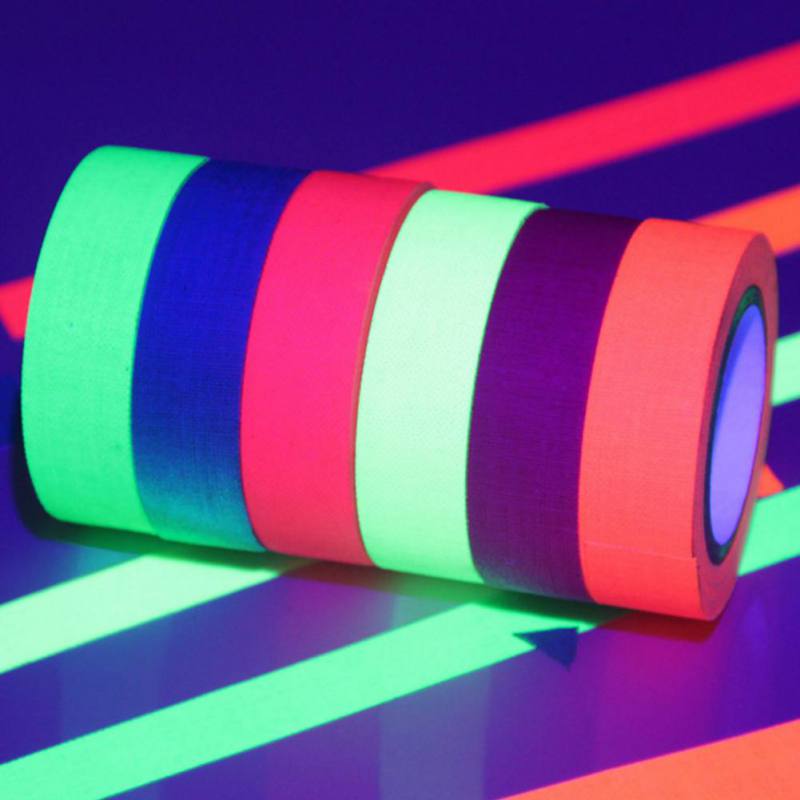 6pcs/Set Fluorescent Tape UV Self Adhesive Glow In The Dark Tape Neon Gaffer Wall Sticker Tape Safety Warning For Home Decor