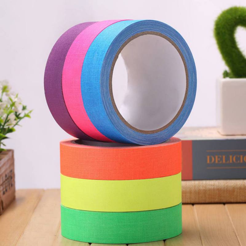 6pcs/Set Fluorescent Tape UV Self Adhesive Glow In The Dark Tape Neon Gaffer Wall Sticker Tape Safety Warning For Home Decor