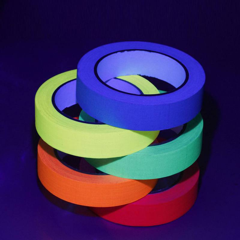 6pcs/Set Fluorescent Tape UV Self Adhesive Glow In The Dark Tape Neon Gaffer Wall Sticker Tape Safety Warning For Home Decor