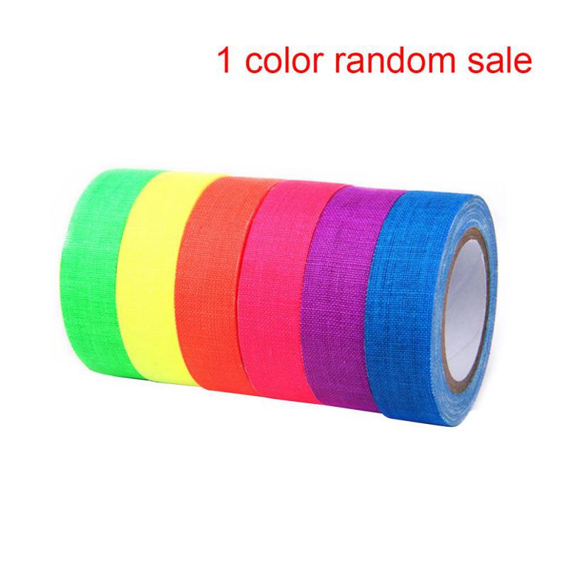 6pcs/Set Fluorescent Tape UV Self Adhesive Glow In The Dark Tape Neon Gaffer Wall Sticker Tape Safety Warning For Home Decor